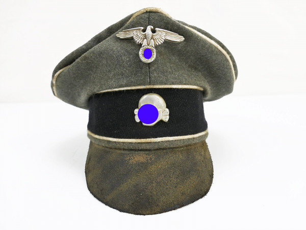 Waffen SS VT Schirmmütze Crusher Cap Gr.59 mit Metall Effekten Unikat