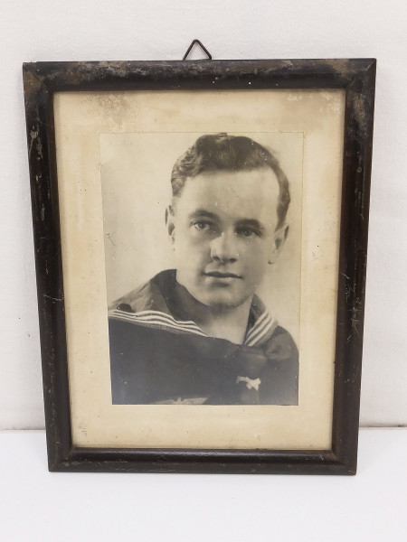 Kriegsmarine Foto junger Soldat in Marine Uniform 11.5x16,5 gerahmt Portrait