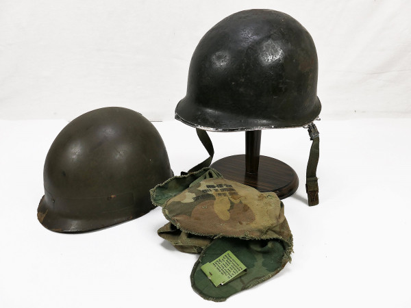 US M1 Stahlhelm Vietnam mit Original TWILL Mitchell Helmbezug + Helm Fiber Liner