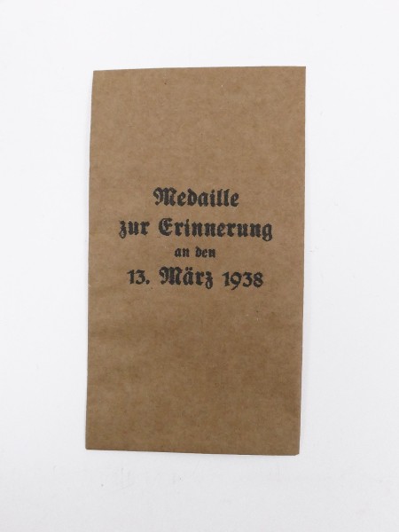 Verleihungstüte für Orden + Auszeichnungen - Medaille zur Erinnerung 13. März 1938