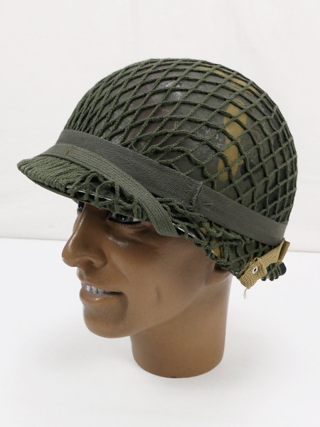 #4 M1 Camouflage Stahlhelm Helm mit Liner Kinnriemen und Helmnetz Vietnam Indochina