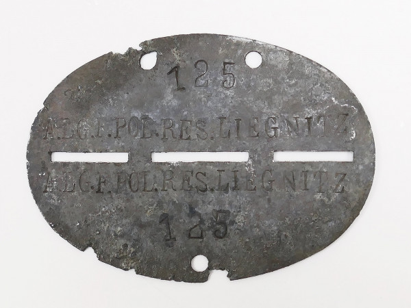 Erkennungsmarke Allgemeine Feldpolizei Reserve Liegnitz Nr. ALG. F.POL.RES. 125