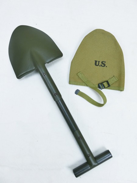 WW2 US Army t- shovel with cover / Schaufel Spaten mit Canvas Tasche