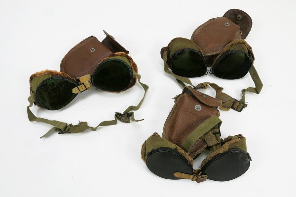 3x US ARMY WW2 Ski + Mountain Trooper Goggles - Gebirgsjäger Brille in Etui