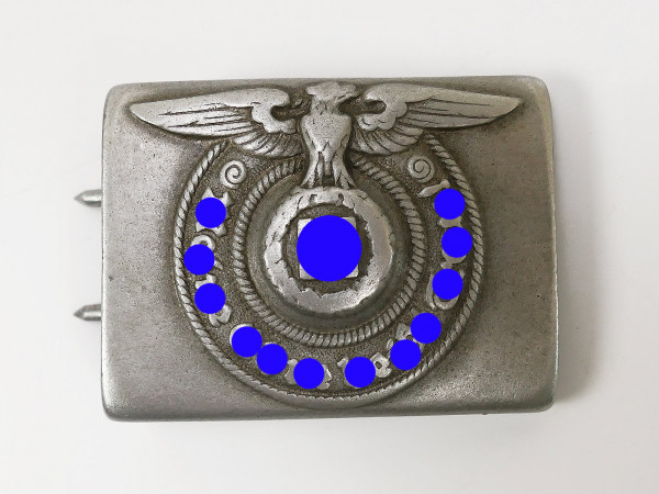 Waffen SS RZM 822/38 Koppelschloss Aluminium mit toller Patina stärker getragen
