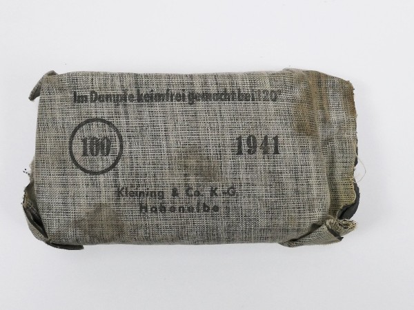 Wehrmacht Soldaten Verbandpäckchen 1941 Erste Hilfe WK2 persönliche Ausrüstung Feldbluse