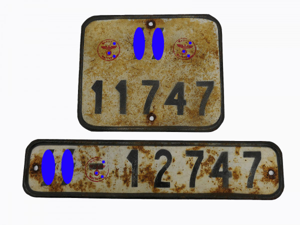 #H/ Waffen SS Satz Nummernschild KFZ Kennzeichen Kübelwagen VW82 Schwimmwagen VW166