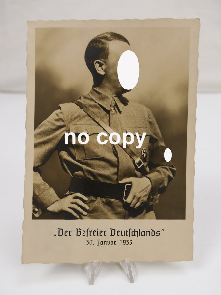 #14/ Postkarte / PK Thema A.H. Reichskanzler 1933 Führer Portrait Befreier m. Briefmarke Stempel