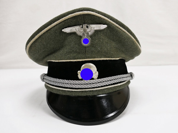 Waffen SS Schirmmütze Offizier Gr.59 mit Metall Effekten