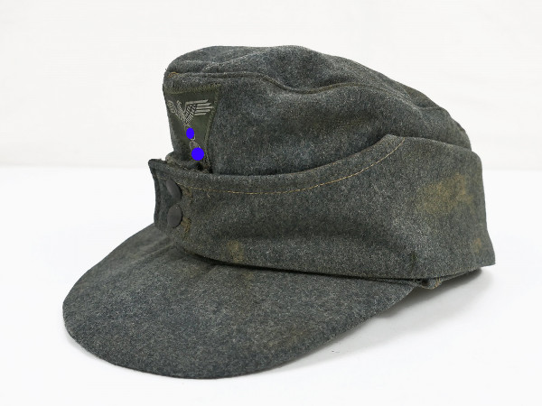 Waffen SS M43 Feldmütze Italienisches Wolltuch / Trapez Effekten Gr.60 vereinfachte Dachau Fertigung