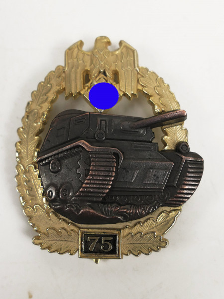 Wehrmacht Panzerkampfabzeichen Heer mit Einsatzzahl 75 Hersteller JFS