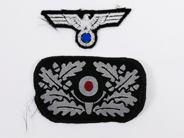 Satz Effekten Mützenadler u. Eichlaubkranz für Panzerhaube Barett Kopfhaube Panzer Mütze