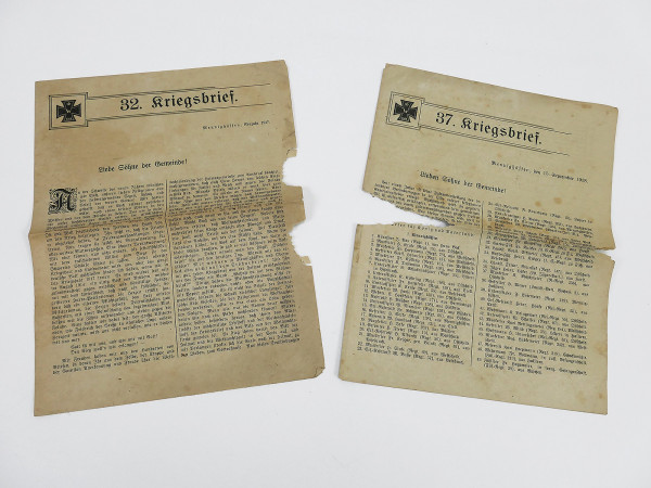 2x Kriegsbrief 1. Weltkrieg 1917 + 1918 Gemeinde Mennighüffen