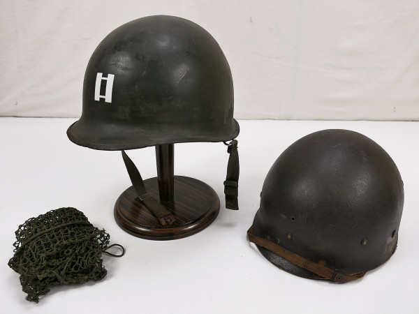 US M1 Stahlhelm WW2 Captain mit Liner und Helmnetz Kriegsproduktion