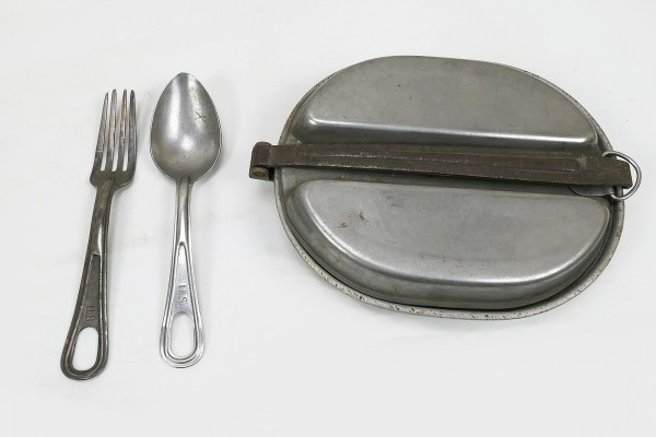 Original US Army 1.Weltkrieg Essgeschirr Kochgeschirr Canteen 1910 + Löffel und Gabel