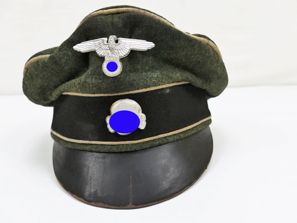 Waffen SS VT Schirmmütze Infanterie Crusher Cap Gr.59 mit Metalleffekten aus Sammlung