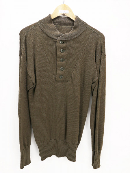 US Army Sweater High Neck Shirt Brown Pullover Strickpullover M-L 1980er Jahre