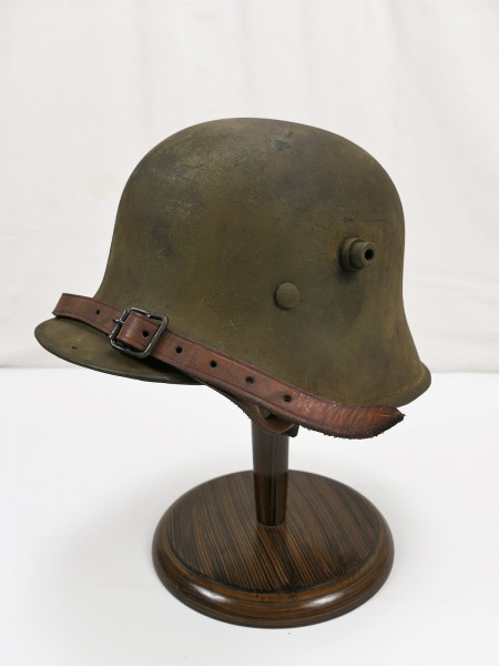 M18 Stahlhelm Hörnerhelm mit Innenfutter u. Kinnriemen Battleworn