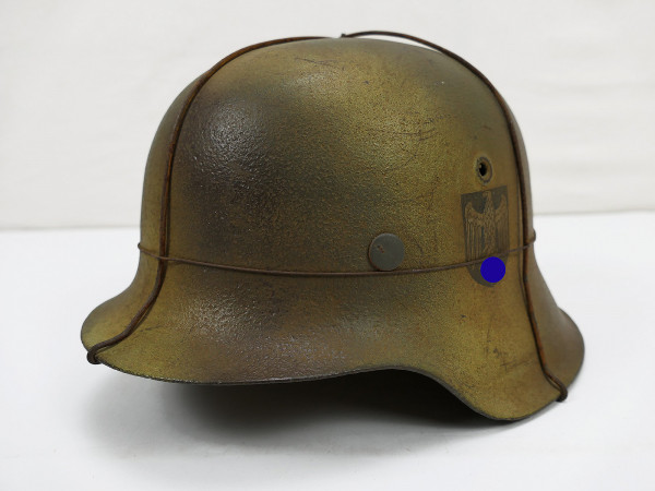 Wehrmacht Camouflage Tarnhelm Stahlhelm M42 mit Helmfutter / Draht aus Museum