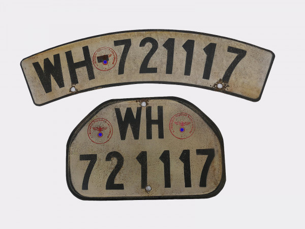 Wehrmacht Satz Motorrad Gespann Nummernschild Kennzeichen Wehrmachtsgespann BMW Zündapp