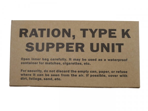 US ARMY WW2 Rations Type K Supper Unit/ Rationen Box Karton Verpflegung