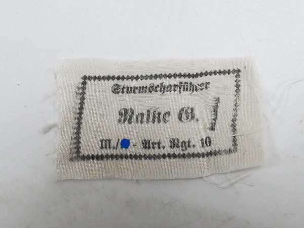 Waffen SS Uniform / Mützen Etikett "RALKE" Namensetikett Wäsche Ausrüstung