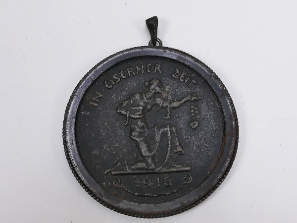 Medaille In Eiserner Zeit 1916 WK1 Deutschland als Kettenanhänger gearbeitet