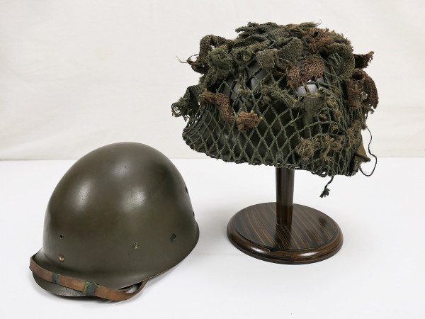 TYPE US WW2 M1 Helmet Stahlhelm mit Liner / Kinnriemen Helmnetz Tarnmaterial