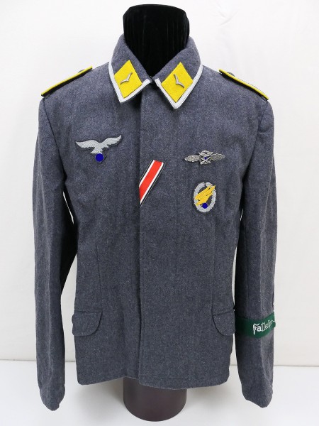 WK2 Luftwaffe Fliegerbluse Uffz Fallschirmjäger Uniform FJ Rgt 2 aus Museumsauflösung