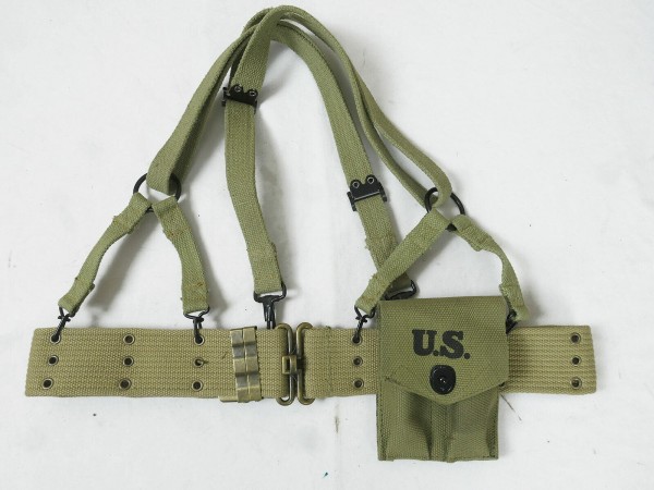 US WW2 USMC MARINES Koppel SET pistol belt suspenders Magazintasche