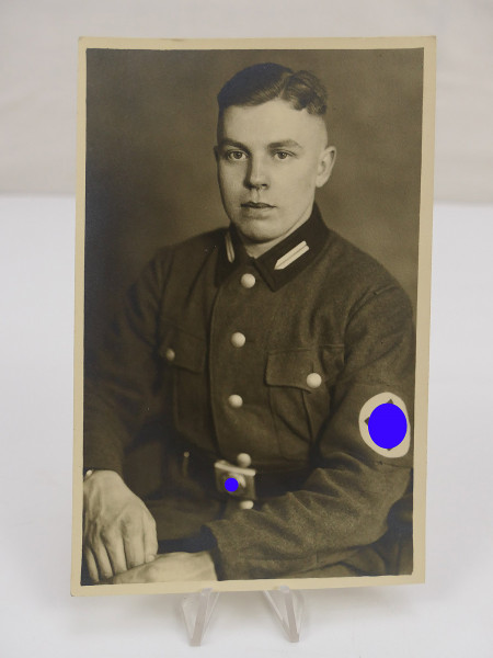 #80/ Postkarte PK Portrait Unbekannter mit Hakenkreuz Armbinde / Foto Karte