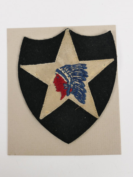 Original US ARMY WW1 Infanterie Divisionsabzeichen Patch - 2nd Infantry Division Indianhead
