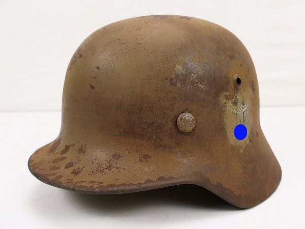 Wehrmacht Camouflage Tropen Stahlhelm M35 SD mit Helmfutter Gr.57 Tropenhelm aus Museum