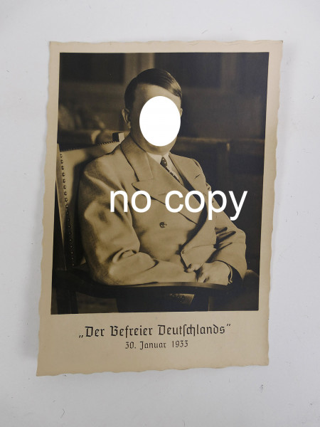 #48/ Postkarte / PK Thema A.H. Befreier Deutschlands 1933 Portrait m. Briefmarke Sonderstempel