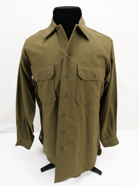 Original US Army WW2 Feldhemd M37 Wool Shirt 15 1/2 x 33 - 1944 datiert Top Zustand !