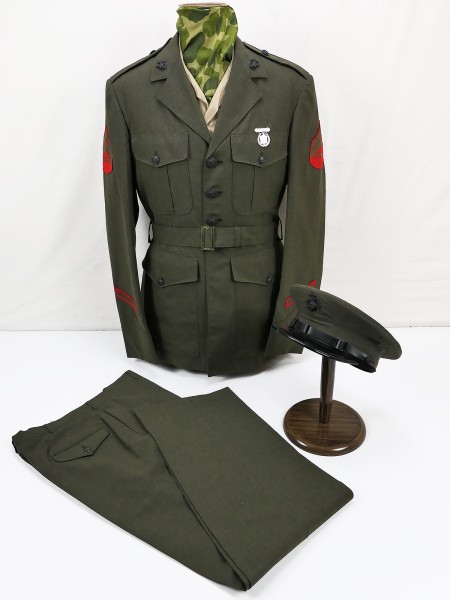 USMC Marine Corps Dress Uniform Jacket & Trousers Schirmmütze Hemd Marines 80er Jahre