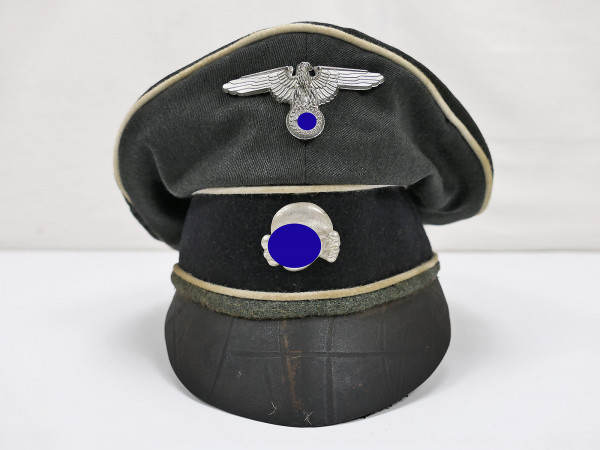 Waffen SS VT Schirmmütze Crusher Cap Doppia Faccia grau Gr.59 mit Metall Effekten