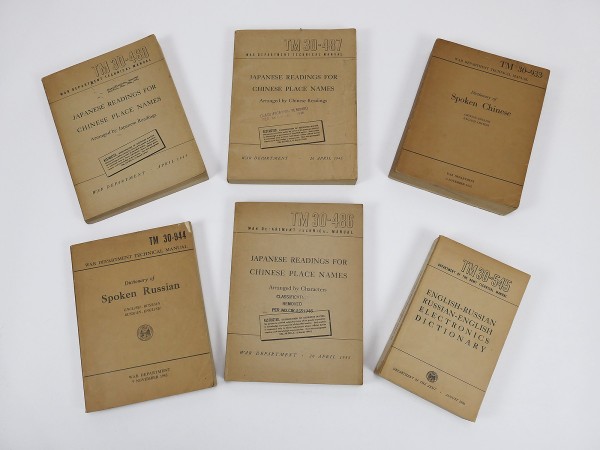 6x US Army Dictionary Technical Manual 1945-56 TM Japanese Reading Spoken Chinese Russian Electronic