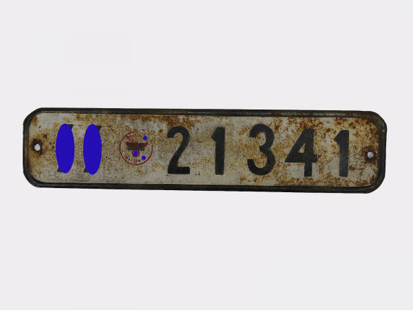 Waffen SS Einzel Nummernschild SS-21341 KFZ Kennzeichen Kübelwagen VW82 KDF DKW VW166