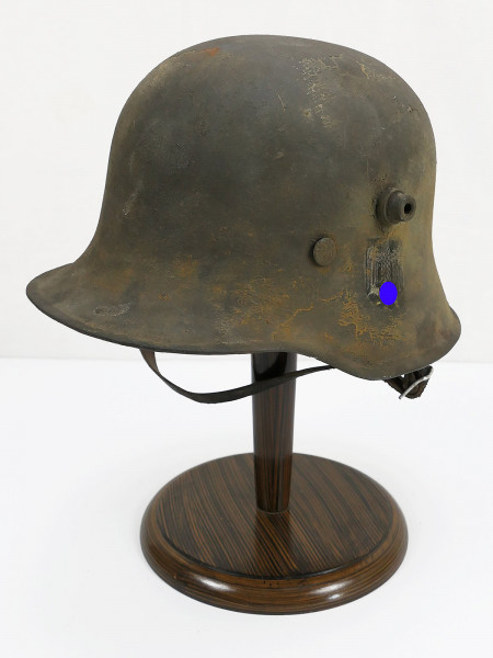 M18 Stahlhelm SD Hörnerhelm mit Innenfutter u. Kinnriemen Battleworn