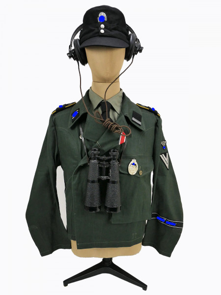 Waffen SS Panzerjacke Drillich Uniform Aufklärer LAH Leibstandarte mit Panzermütze