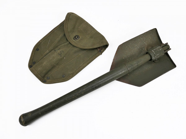 Original US ARMY WW2 Klappspaten AMES 1944 mit Tasche 1943 Entrenching Tool