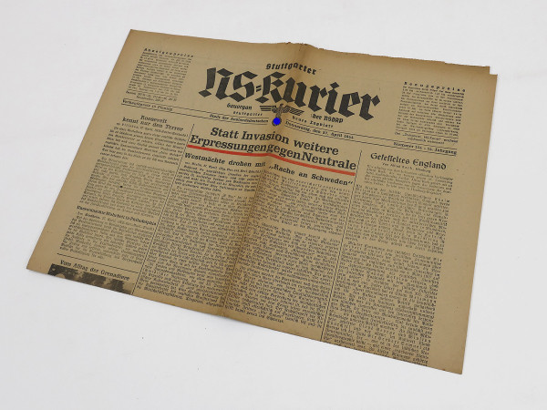 Stuttgarter NS-Kurier Zeitung Nr.114 - 14.Jg. Ausgabe 27. April 1944 Zeitschrift NSDAP Gauorgan