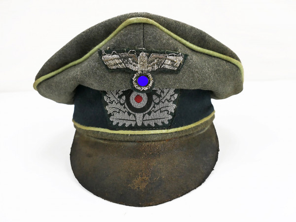 Wehrmacht Schirmmütze Panzergrenadier Crusher Cap Alte Art mit Effekten Gr.58 Unikat