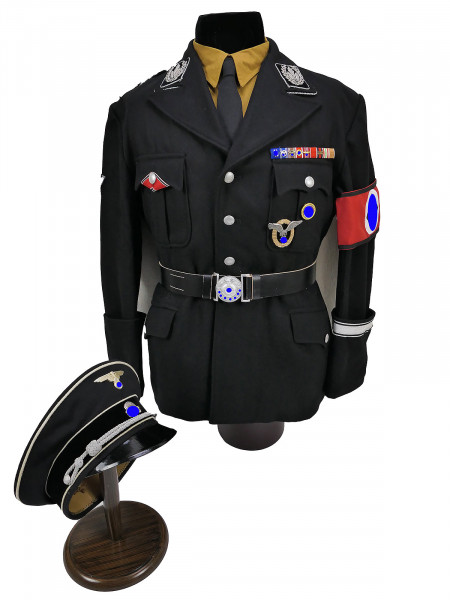 Schwarzes Uniform Ensemble Allgemeine SS M32 nach Vorlage Heinrich Himmler RFSS