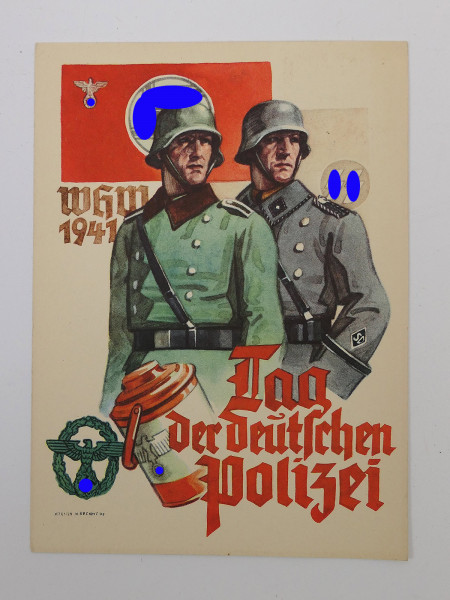 #51 Farbige Propaganda Postkarte Tag der Deutschen Polizei 1941 Sonderstempel Wien