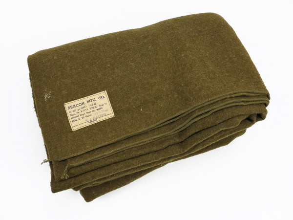 #3 1942 Original US ARMY WW2 Wool Virgin Blanket OD Wolldecke Camp Decke