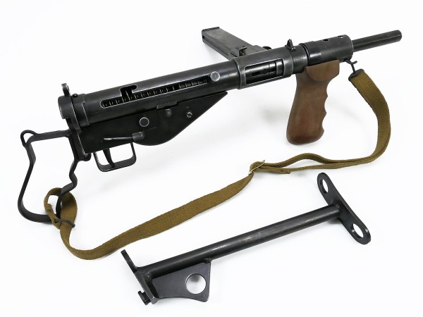 SET Sten MP MKII Maschinenpistole Antik Deko Modell + Zubehör Schulterstütze Handgriffe Riemen