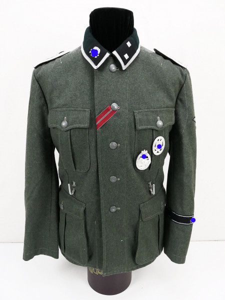 Waffen SS M36 Feldbluse Totenkopf Uniform Oberscharführer voll effektiert aus Museumsauflösung