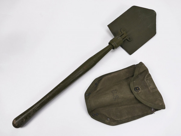 ORIGINAL US ARMY WW2 Klappspaten AMES 1944 mit Tasche Entrenching Tool